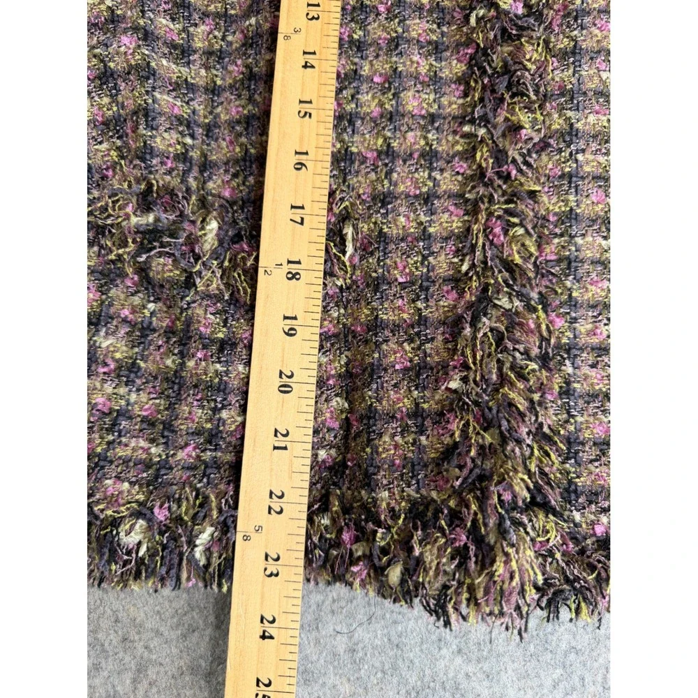 Vintage 90s Chicos Tweed Fringed Jacket Womens 3 XL Multicolor Plaid Office Chic